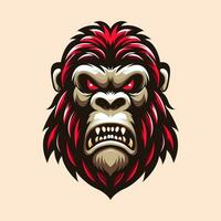 arg gorilla King Kong e sport stil logotyp illustration vektor, djärv och modig kämpe klubb eller gemenskap. vektor