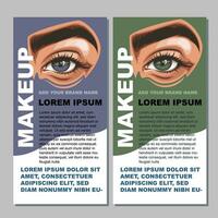 bunt Damen Augen mit bilden. Auge bilden Nahaufnahme. Schönheit Salon Sozial Medien Design Layout Vorlage. Schönheit Salon Banner Vorlage. handgemalt Vektor Illustration weiblich Augen Satz.