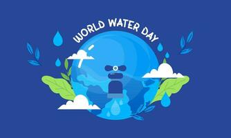 Lycklig värld vatten dag, platt design illustration. spara vatten begrepp vektor
