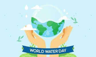 Lycklig värld vatten dag, platt design illustration. spara vatten begrepp vektor