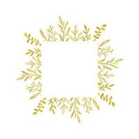 Gold Blumen- Platz Grenze. Vektor golden Blumen- Blatt Kranz Grenze. Hochzeit Platz Rahmen Design. Hand gezeichnet rustikal gedeihen elegant Rechteck rahmen. Vektor Illustration