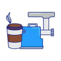 Schleifer Kaffee mit Tasse Kaffee trinken Illustration vektor