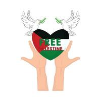 Taube im Liebe kostenlos Palästina mit Hand Illustration vektor