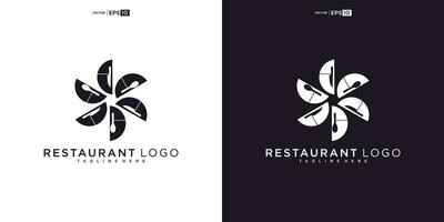 Restaurant Logo mit Löffel und Gabel Symbol, modern Konzept vektor