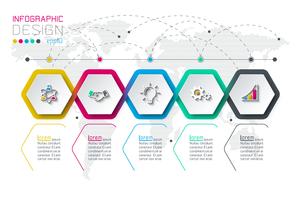 Business hexagon etiketter formar infografiska grupper bar. vektor