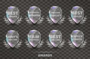 Sats av Realistic Vector Glass Trophy Awards.