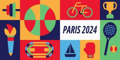 geometrisch Banner Layout zum Sommer- Sport Wettbewerbe. Paris 2024. Vektor Illustration.