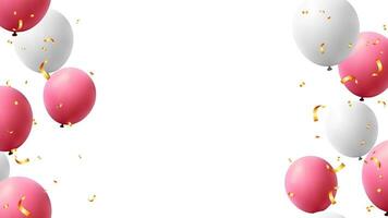 ram röd och vit Färg ballong och konfetti alla hjärtans dag, födelsedag dekoration element vektor