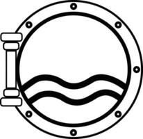 U-Boot Fenster Symbol. Bullauge unterzeichnen. metallisch Bullauge Symbol. eben Stil. vektor