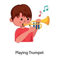 trendig spelar trumpet vektor