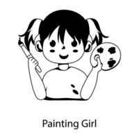 modisch Gemälde Mädchen vektor