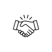 schwarz Shake Hand Linie Kunst Symbol. einfach Gliederung Stil zum Netz und App. Handschlag, Hände, Partnerschaft, Geschäft Konzept Symbol. Vektor Illustration isoliert auf Weiß Hintergrund.