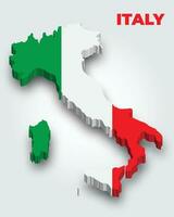 Italien 3d Karta med flagga vektor