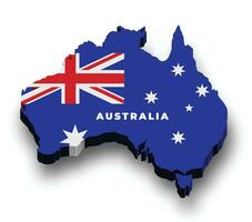 Australien 3d flagga Karta vektor
