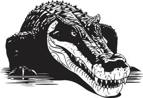 predatory närvaro svart alligator vektor logotyp elegant skala kung ikoniska alligator i svart