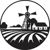 ländlich Zuflucht Bauernhaus Symbol Felder Erbe landwirtschaftlich schwarz Logo vektor