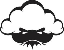mörk raseri arg tecknad serie moln emblem rasande åskmoln svart moln vektor design
