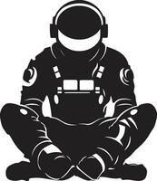 orbital resande svart astronaut emblem stjärn- navigatör vektor astronaut symbol