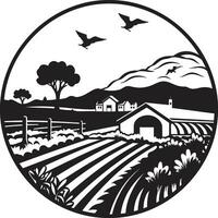 natur s reträtt jordbruks logotyp design skörda hamn svart vektor emblem