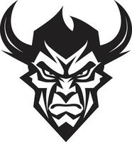böswillig Blick schwarz Logo Symbol von Teufel s Antlitz unheimlich Symbol aggressiv Teufel s Gesicht im Vektor