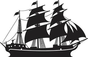 historisch Segel schwarz Schiff Logo Symbol uralt Seeleute Vektor Schiff Symbol