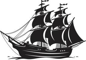 årgång odyssey svart gammal fartyg emblem åldrig sjömän vektor fartyg ikon