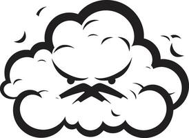 Sturm Dämpfe Vektor schwarz Logo Wolke stürmisch Zorn wütend Karikatur Wolke Symbol
