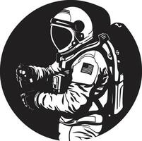 noll allvar explorer astronaut vektor ikon orbital resande svart astronaut emblem