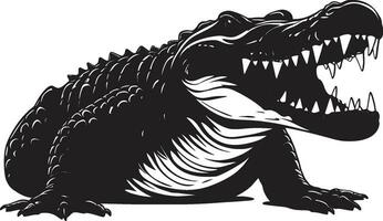 träsk väktare svart vektor alligator logotyp alligator majestät vektor ikon i svart design