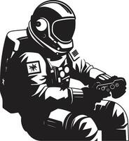 himmlisch Forscher Astronaut emblematisch Design Null Schwere Vorreiter schwarz Raum Logo vektor