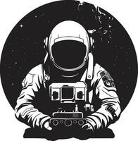 interstellar Pfadfinder Astronaut Helm Symbol Orbital Abenteurer Vektor Astronaut Symbol