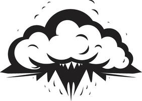 förargad ånga svart arg moln karaktär dånande rök arg tecknad serie moln emblem vektor