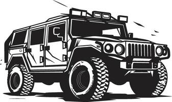 taktisk transport svart ikoniska 4x4 emblem militant stigfinnare vektor armén sUV ikon