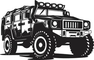 defensiv expedition militär fordon ikon krigare s rida svart armén 4x4 logotyp vektor