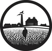Heimstätte Horizont landwirtschaftlich Bauernhaus Symbol Felder von Ruhe schwarz Vektor Logo zum Landwirtschaft