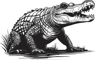 uralt Apex Alligator Logo im schwarz Vektor Wildnis Zorn Vektor schwarz Alligator Symbol