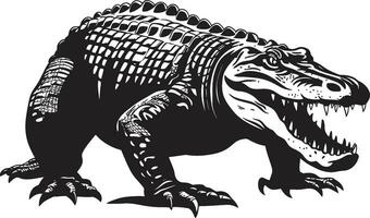 Urzeit Wächter Alligator Vektor Emblem Urwald Monarch schwarz Alligator Logo