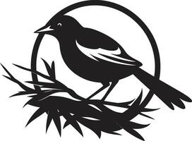 Antenne Kunst schwarz Nest Emblem Vogel s Oase Vektor Nest Logo