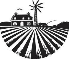 Heimstätte Ruhe Bauernhaus Symbol Felder Gelassenheit landwirtschaftlich schwarz Logo vektor