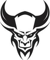 dunkel Versuchung Vektor Logo von Teufel s heftig Antlitz sündig Briefmarke aggressiv Teufel s Gesicht im schwarz