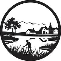 Natur s Oase landwirtschaftlich Bauernhaus Emblem im Vektor Ernte Heimstätte schwarz Logo zum Land Leben