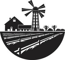 Landschaft Erbe schwarz Vektor Logo zum Bauernhof Leben Heimstätte Gelassenheit landwirtschaftlich Bauernhaus Symbol