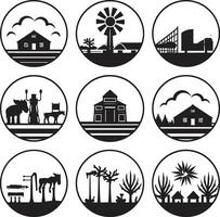 rustikal Zuflucht schwarz Symbol zum Bauernhöfe Natur s Rückzug landwirtschaftlich Logo Design vektor