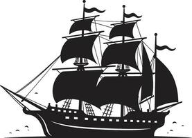 havs arv svart fartyg ikon design gammal havs vektor fartyg emblem
