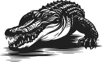 Rahmen souverän Alligator schwarz Logo Emblem räuberisch Wachsamkeit schwarz Alligator Vektor