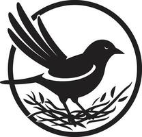 antenn nesting svart fågel ikon design nestcraft vektor fågel ikoniska emblem