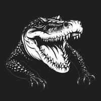 Urzeit Leistung schwarz Alligator Logo Design Fluss Lineal Vektor schwarz Alligator Symbol