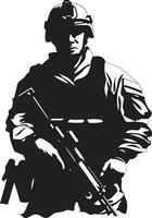 krigare väktare vektor arméman ikon försvarare s precision svart soldat emblem