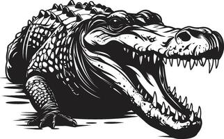 Rahmen souverän Vektor schwarz Alligator Symbol ungezähmt Majestät schwarz Alligator Emblem