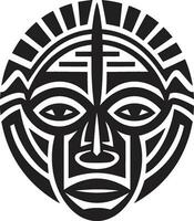 zeitlos Echos Vektor schwarz Symbol von Stammes- Maske kompliziert Erbe afrikanisch Stammes- Maske Emblem Design